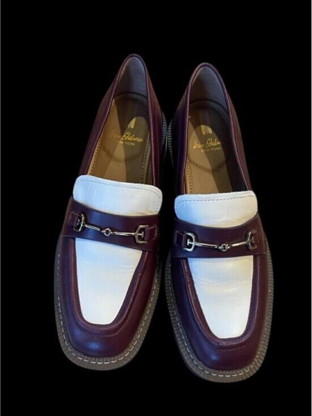 Sam Edelman Women's Laurs Lug Sole Shoe Two Tone Burgundy Cream US 7 - Picture 1 of 15